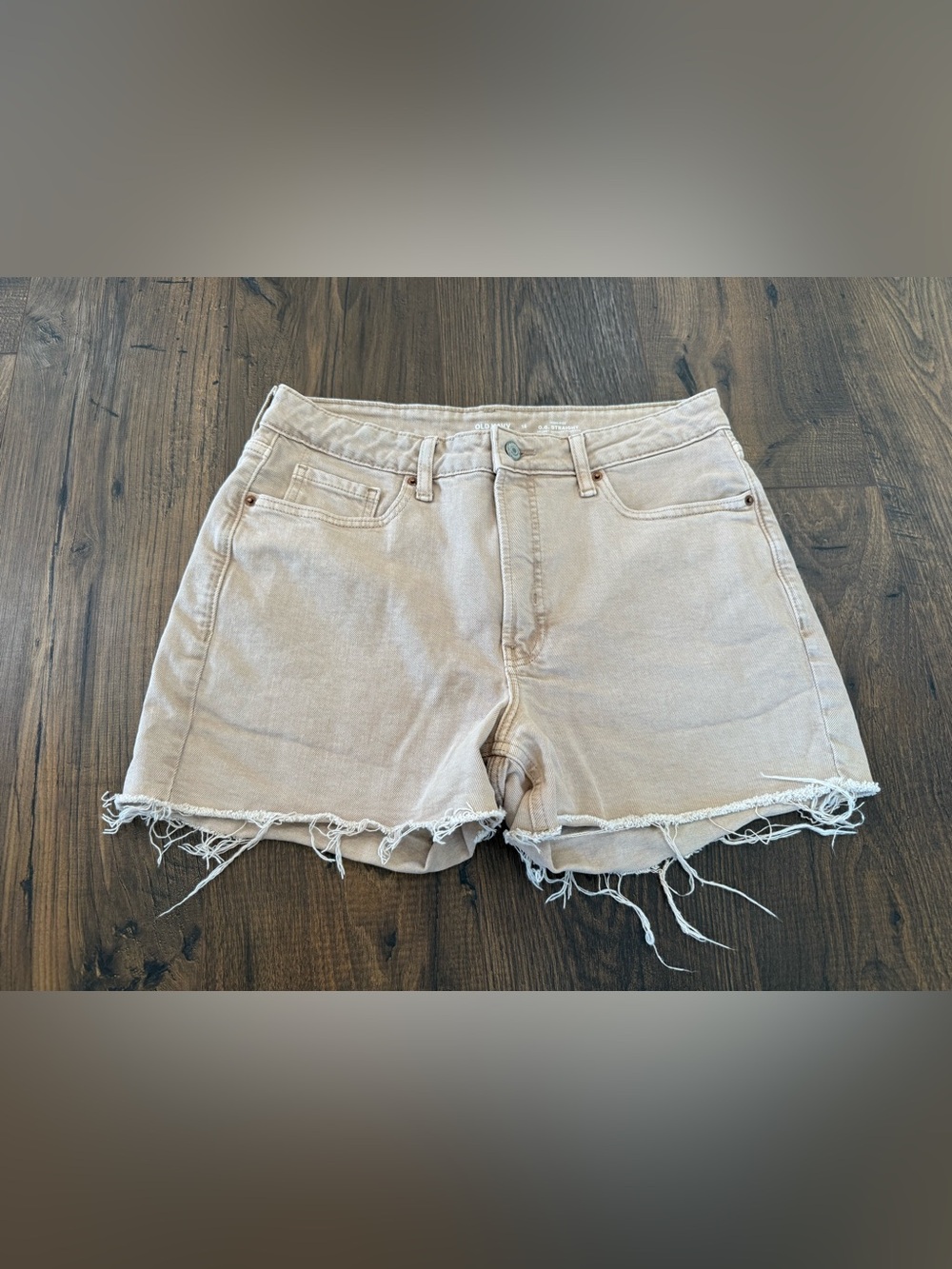 Old Navy Women's Beige Frayed-Hem Denim Shorts